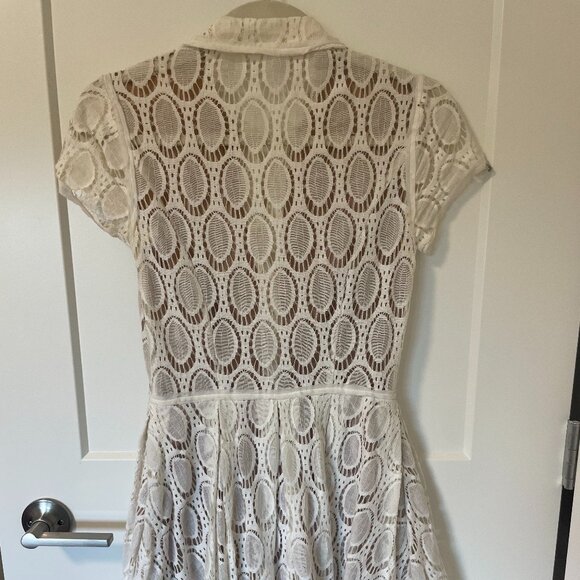 Cream lace button up mini dress - Picture 2 of 5